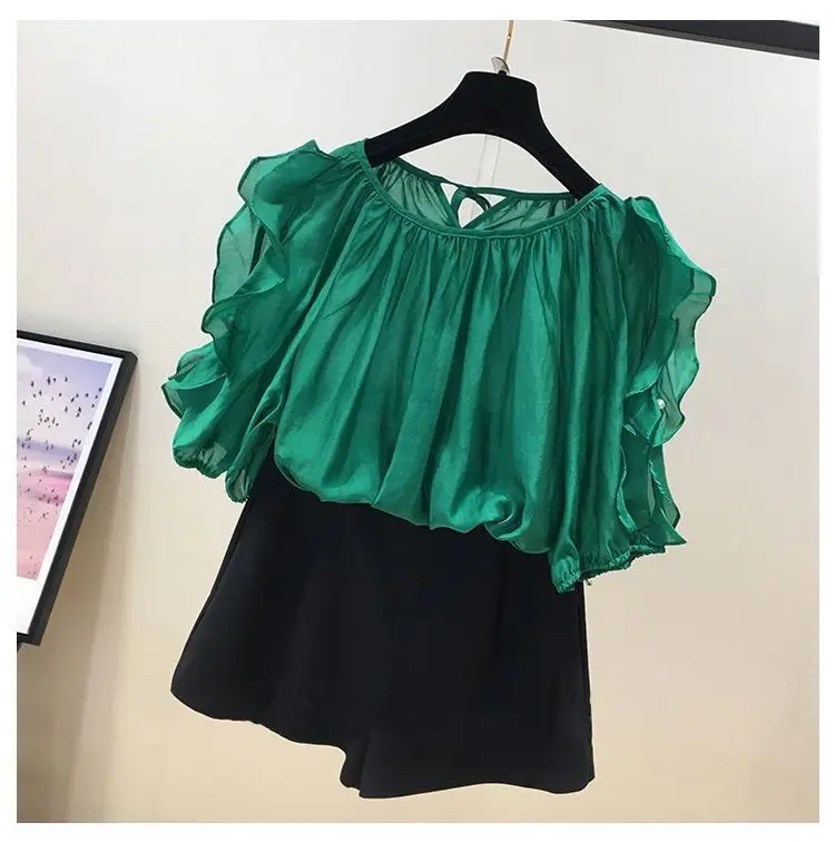 Green Chiffon T-Shirt for Women Summer Wear — feature 6