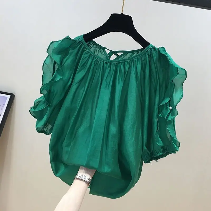 Green Chiffon T-Shirt for Women Summer Wear — feature 9