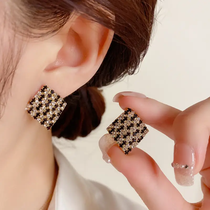 Summer Zircon Diamond Ear Studs Gold Plated - Image 4