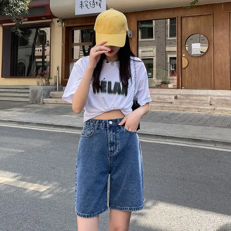 Women Retro Denim High Waist Shorts 2022 - Image 6