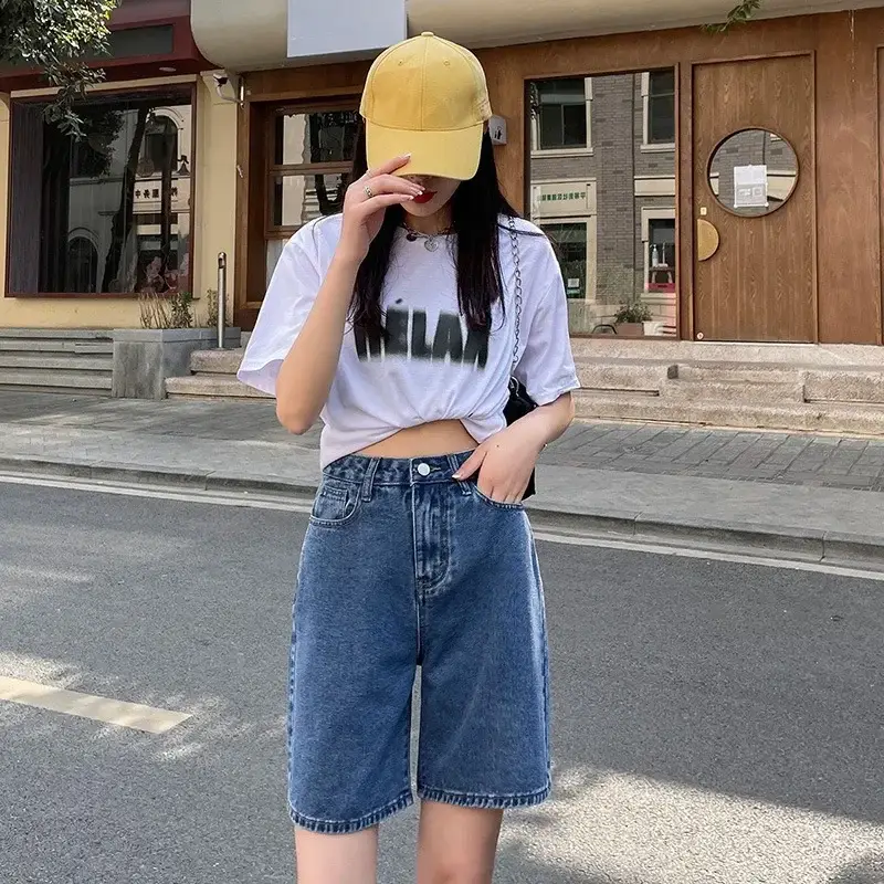Women Retro Denim High Waist Shorts 2022 - Image 5