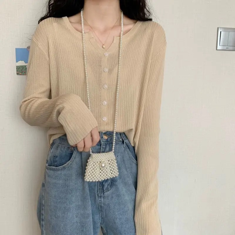Women's Green Ice Silk Knitted Cardigan Jacket — feature 10