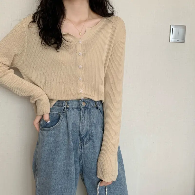 Women's Green Ice Silk Knitted Cardigan Jacket — feature 11
