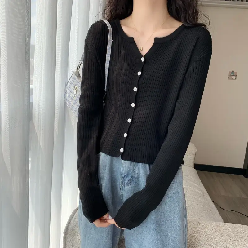 Women's Green Ice Silk Knitted Cardigan Jacket — feature 14