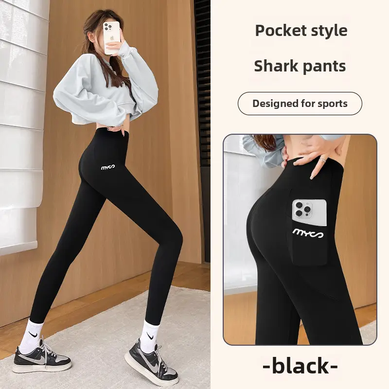 Spring & Autumn Barbie Pants Shark Pants Slim Yoga Black Tights - Image 2