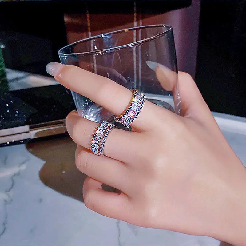 Silver Rhinestone Adjustable Ring for Women - Image 5
