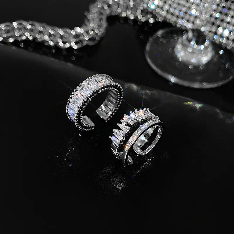 Silver Rhinestone Adjustable Ring for Women - Image 6