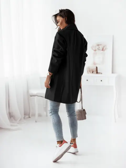 Women Woolen Long Sleeve Collar Jacket Red — feature 15