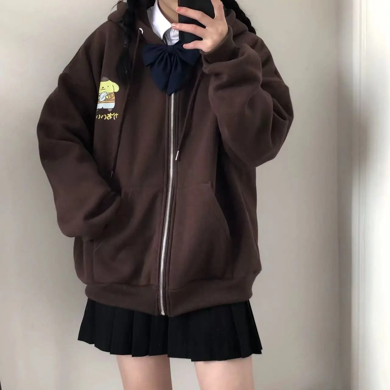 Light Blue Fleece Hoodie with Cartoon Print - Image 4