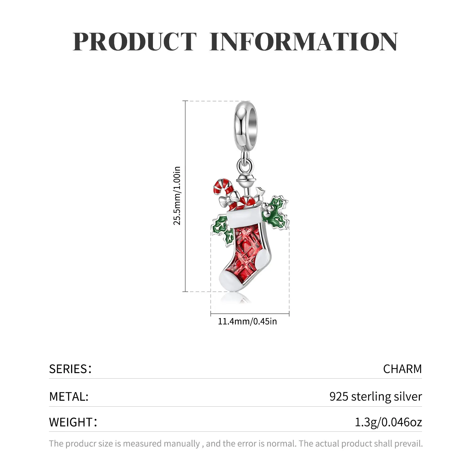 2022 Christmas Socks European American Fashion Bracelet S925 Silver - Image 4