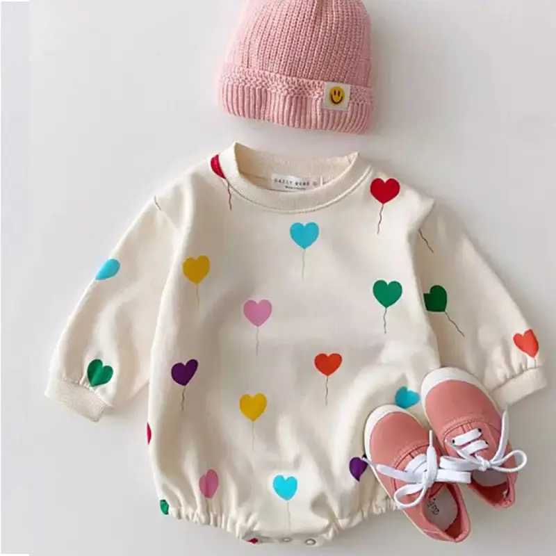 Baby Heart Print Long Sleeve Suit for Girls