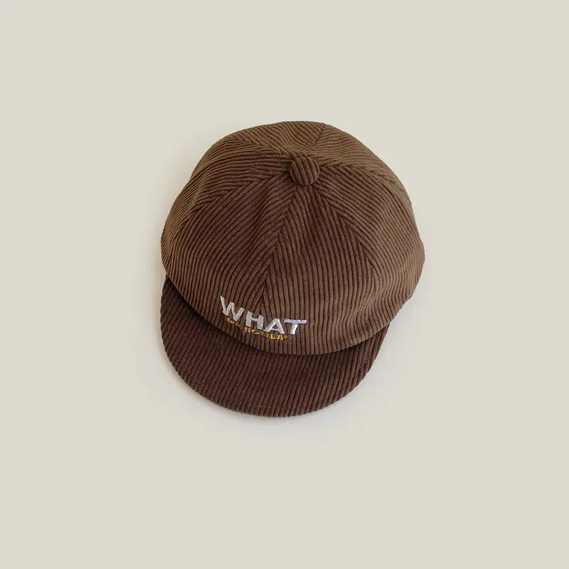 Brown Korean Style Baby Cap with Letter Embroidery - Image 2