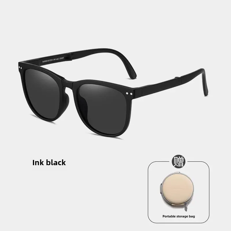 Folding Sunglasses Black Anti-UV with Nose Pads - Image 2
