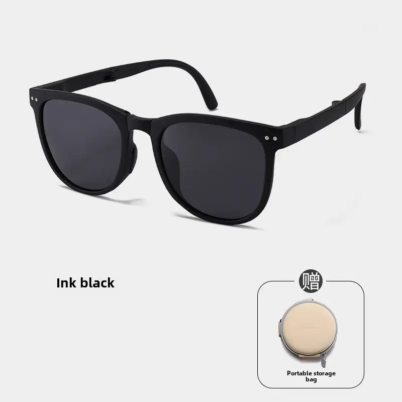 Folding Sunglasses Black Anti-UV with Nose Pads - Image 8
