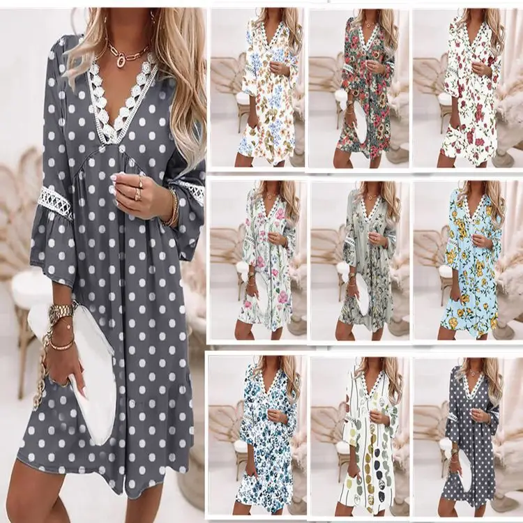 2022 V-Neck Floral Lace Dress Women - Image 6