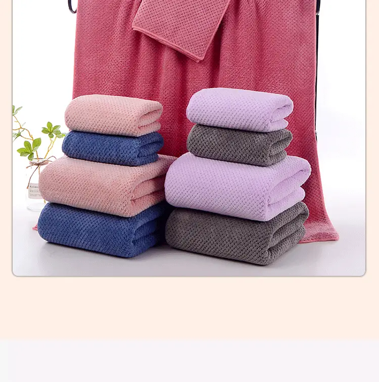 Coral Fleece Bath Towel Set Gray Adult Thick Absorbent Quick Dry — feature 10