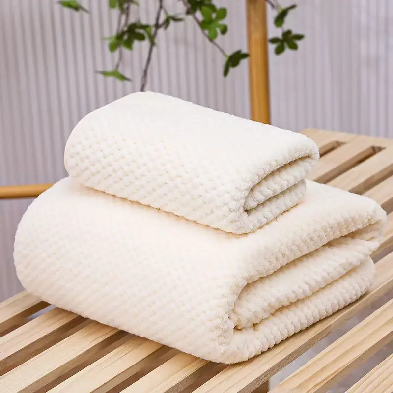 Coral Fleece Bath Towel Set Gray Adult Thick Absorbent Quick Dry - Image 7