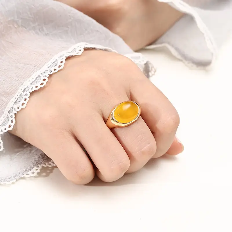 Adjustable Oval Jade Beeswax Ring Support for Men Women - Image 20