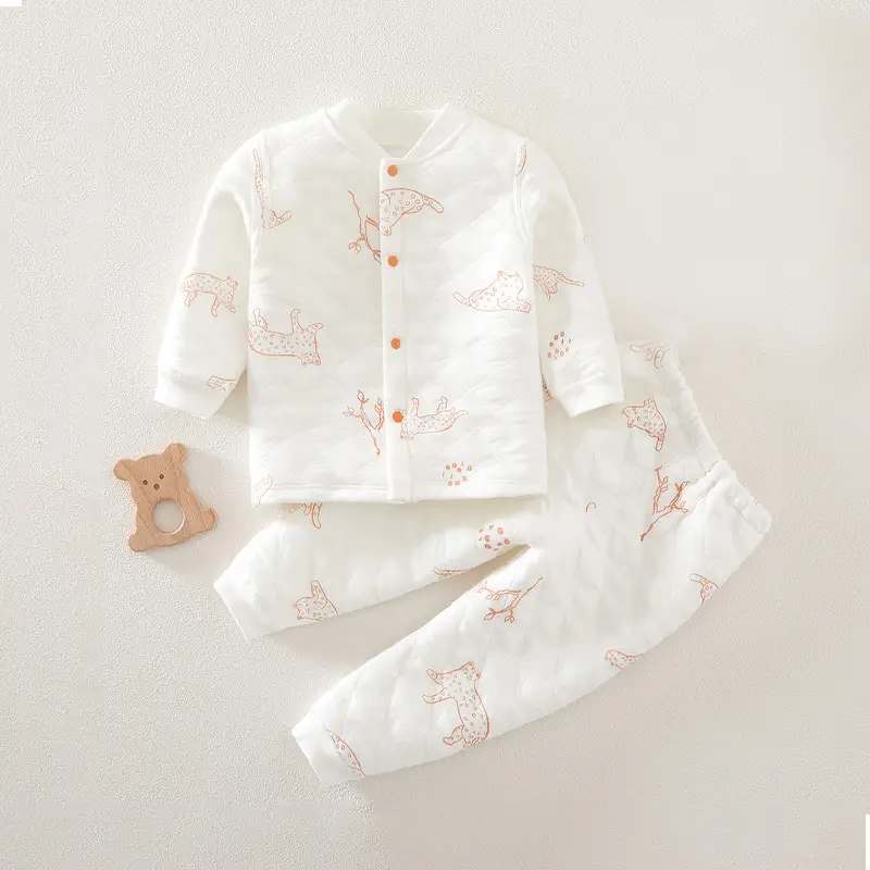 White Embroidered Baby Sleepwear Set for Boys Girls - Image 2