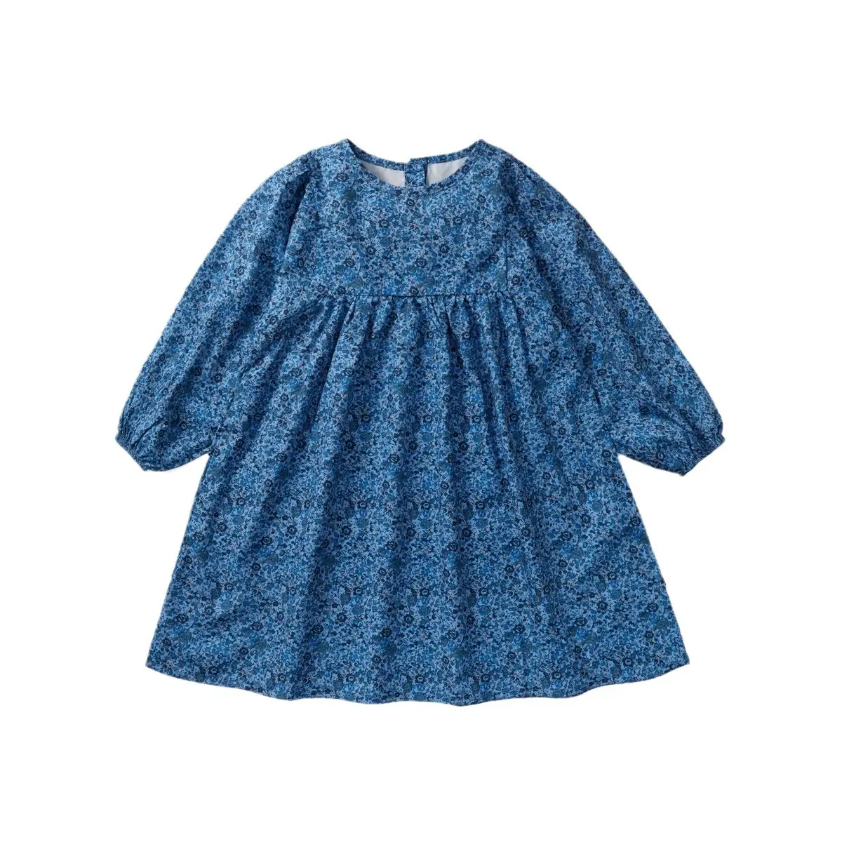 Girls Blue Floral Puff Sleeve Dress 2025 Autumn - Image 6