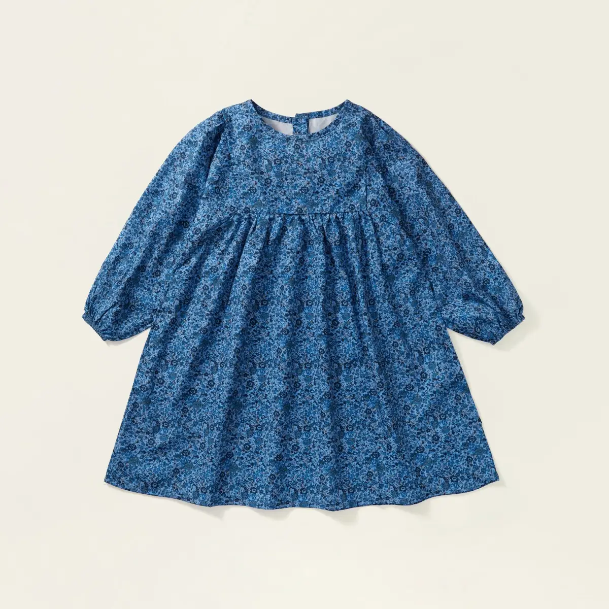 Girls Blue Floral Puff Sleeve Dress 2025 Autumn — feature 12