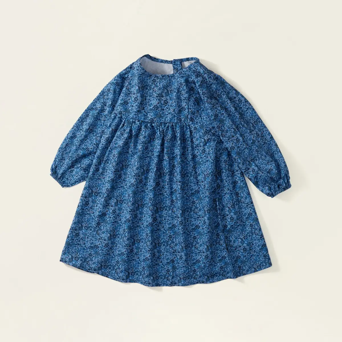 Girls Blue Floral Puff Sleeve Dress 2025 Autumn — feature 13