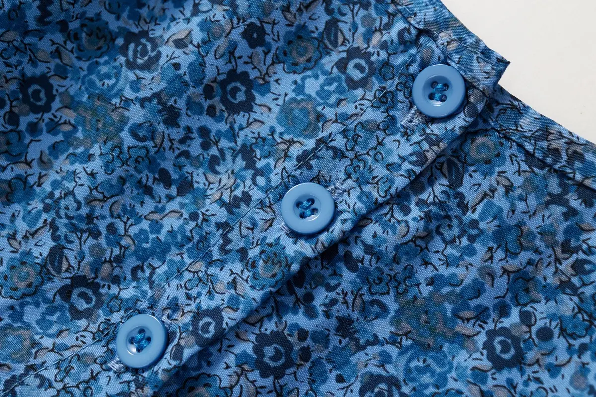 Girls Blue Floral Puff Sleeve Dress 2025 Autumn — feature 19
