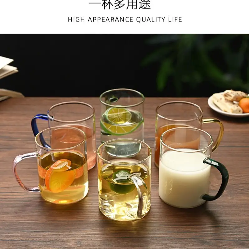 High Borosilicate Glass Cup with Gold Handle - Image 2
