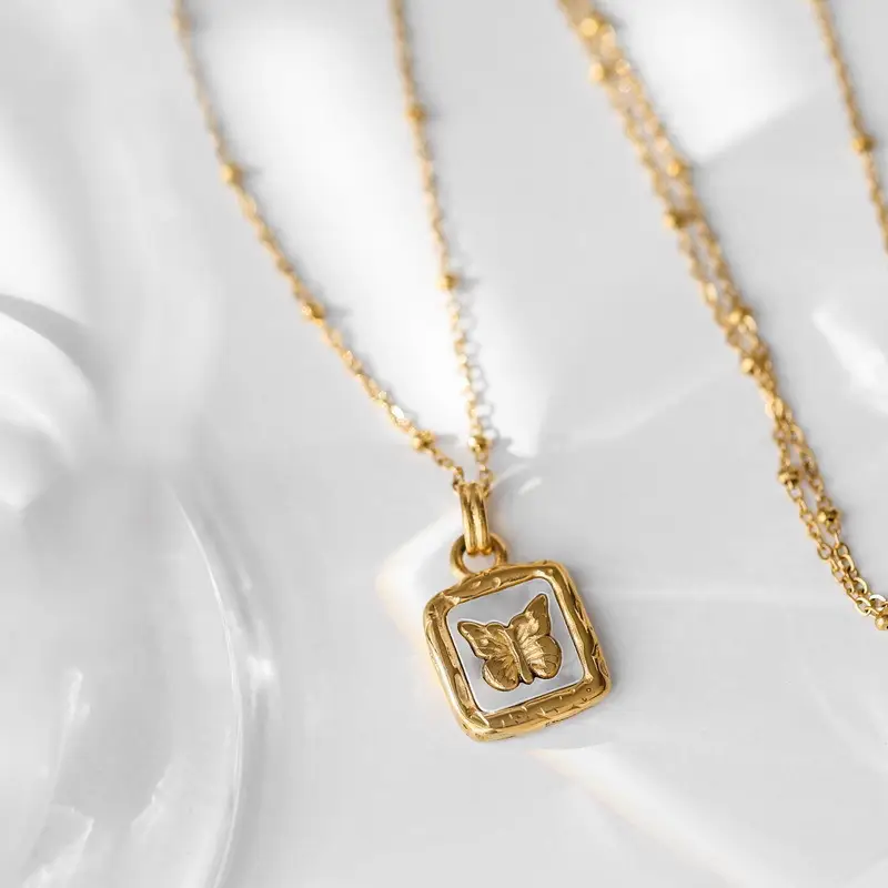 2022 Square Butterfly Necklace Gold Chain for Women - Image 2
