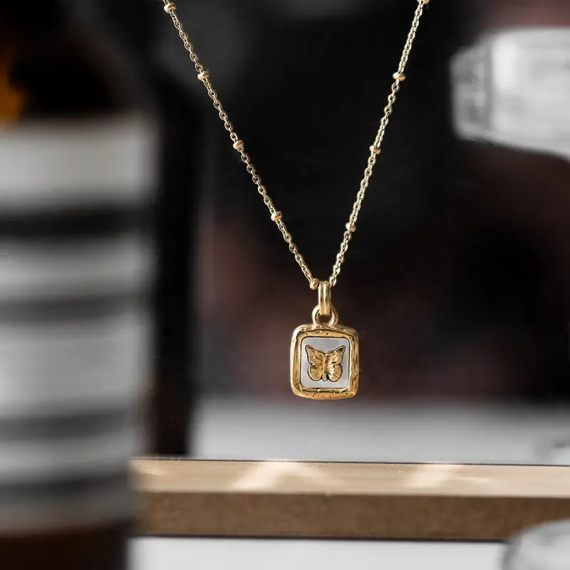 2022 Square Butterfly Necklace Gold Chain for Women - Image 3