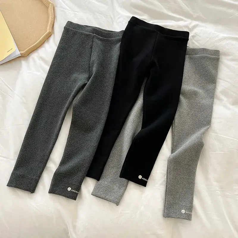 Girls Pure Cotton Leggings Grey Black White Korean Style - Image 7