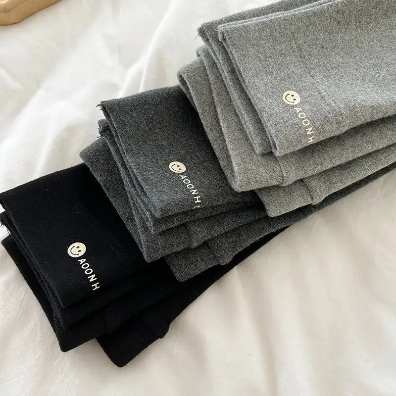 Girls Pure Cotton Leggings Grey Black White Korean Style - Image 8