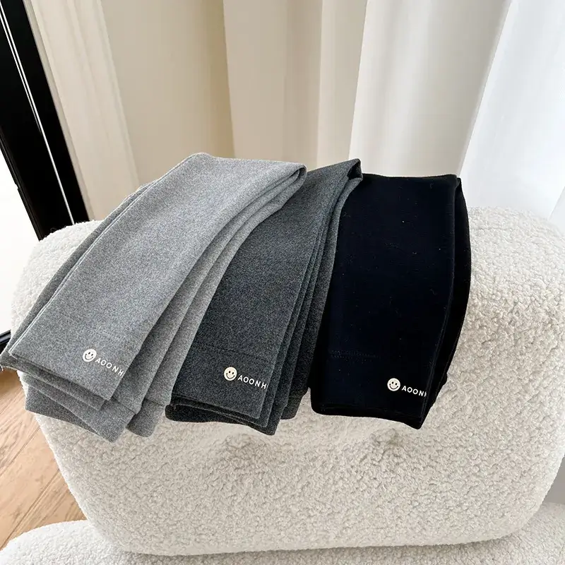 Girls Pure Cotton Leggings Grey Black White Korean Style - Image 2