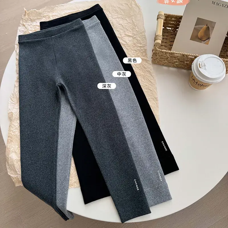 Girls Pure Cotton Leggings Grey Black White Korean Style - Image 5