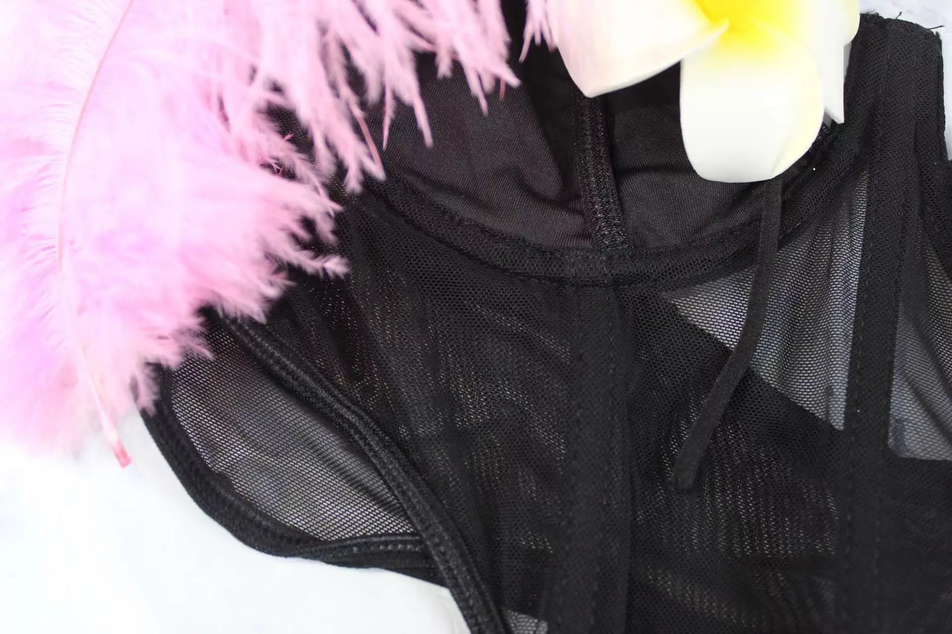 Blue Mesh See-Through Steel Ring Top-Up Bra — feature 26