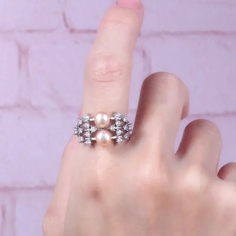 Cross-Border Pearl Ring with Gold Plated Design - Image 4