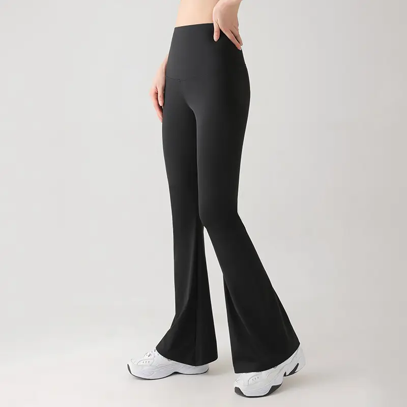 Black High Waist Elastic Pants for Women - Image 2