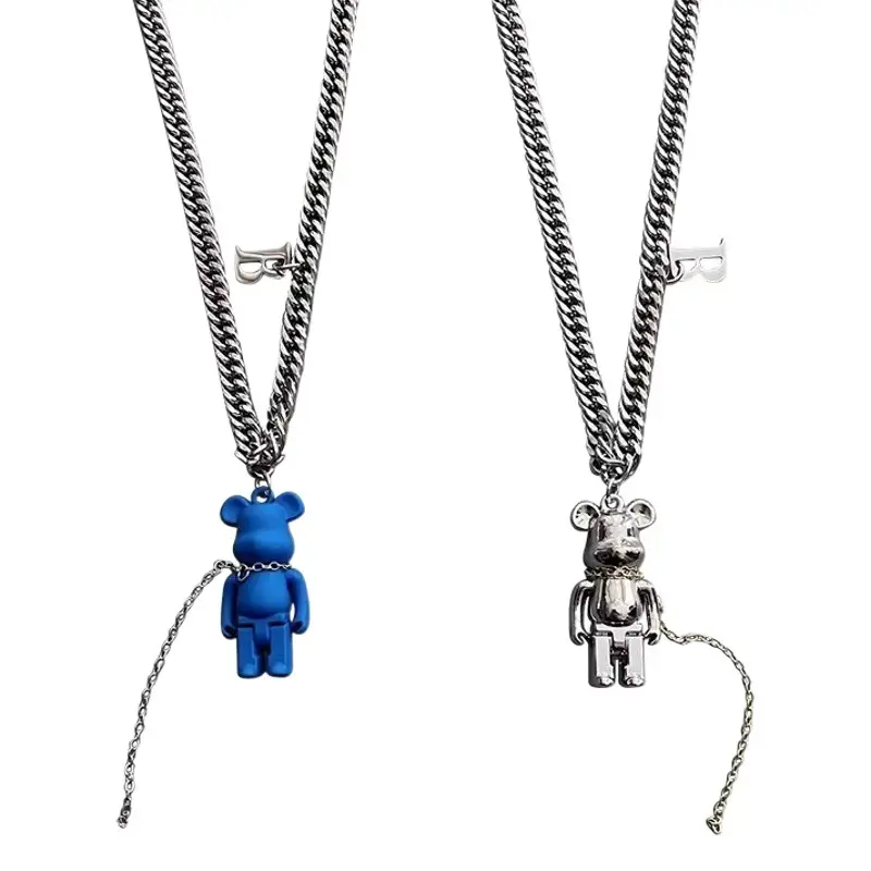 2024 Violent Bear Cold Style Necklace Men's Trendy Women's Hip Hop Niche Design