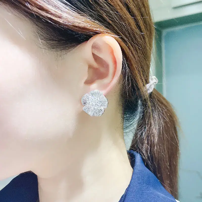 Black Zircon Camellia Earrings for Women — feature 17