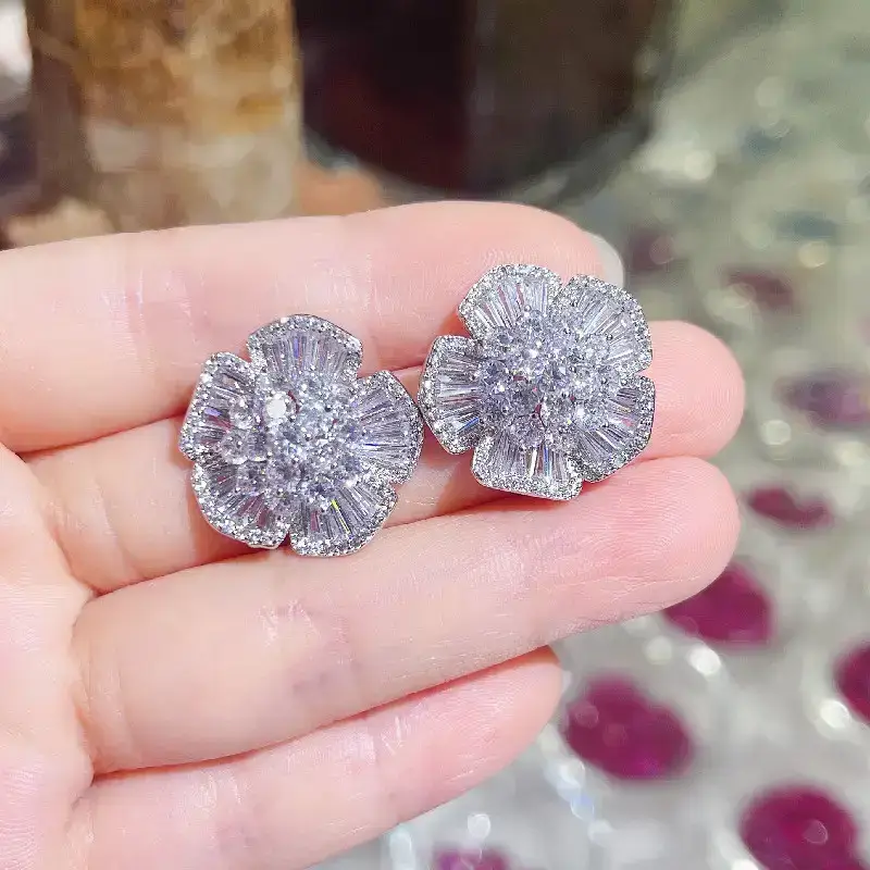 Black Zircon Camellia Earrings for Women — feature 6