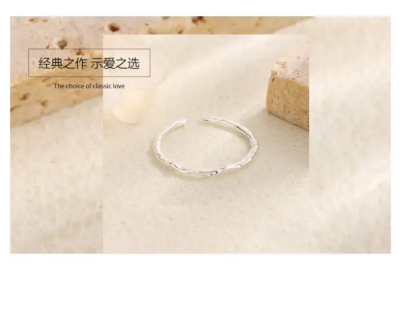 S925 Sterling Silver Tin Paper Pattern Ring for Men Women — feature 13