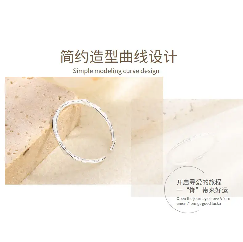S925 Sterling Silver Tin Paper Pattern Ring for Men Women — feature 17