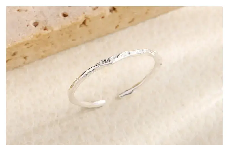 S925 Sterling Silver Tin Paper Pattern Ring for Men Women — feature 19