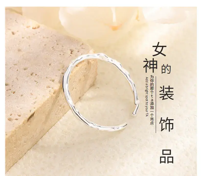 S925 Sterling Silver Tin Paper Pattern Ring for Men Women — feature 7