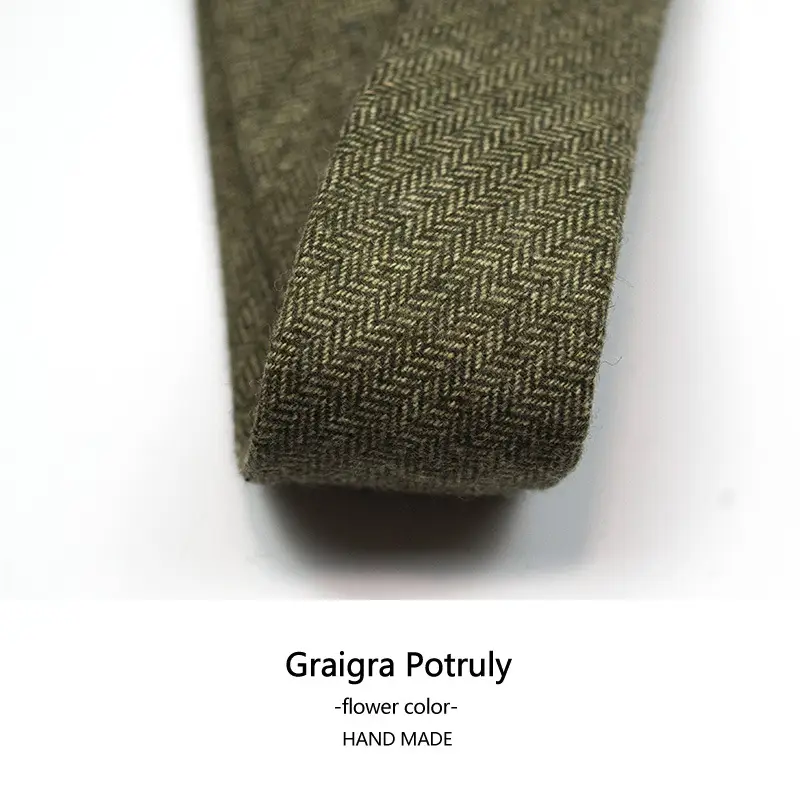 Woolen Men's Tie Curry Green 6cm Hand Made - Image 29