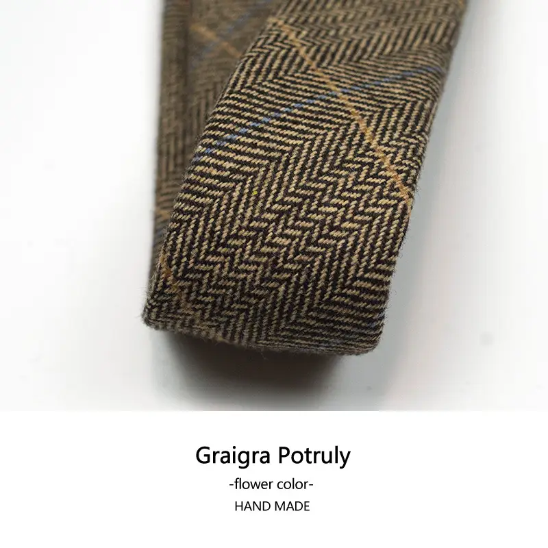 Woolen Men's Tie Curry Green 6cm Hand Made - Image 17