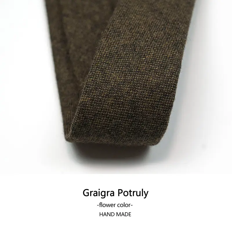Woolen Men's Tie Curry Green 6cm Hand Made - Image 23