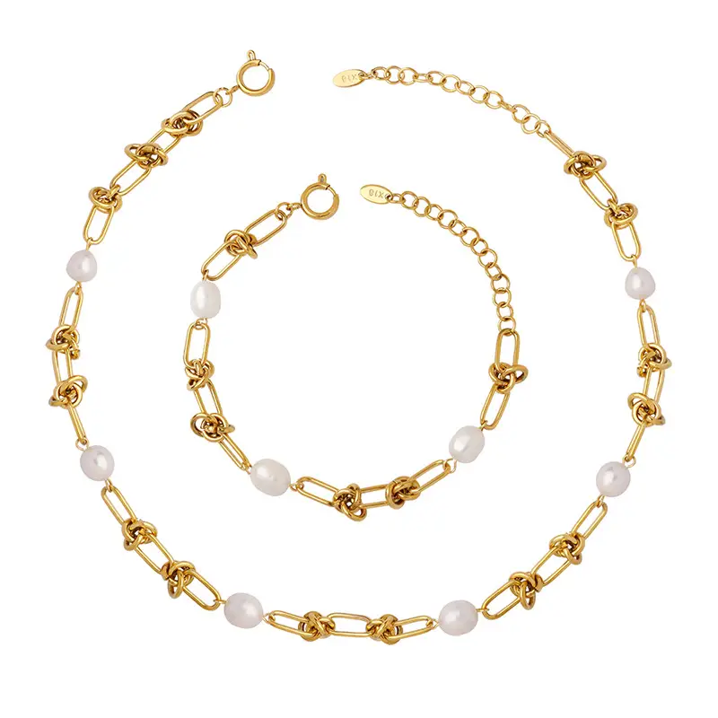 French Titanium Pearl Kink Chain Necklace - Image 9
