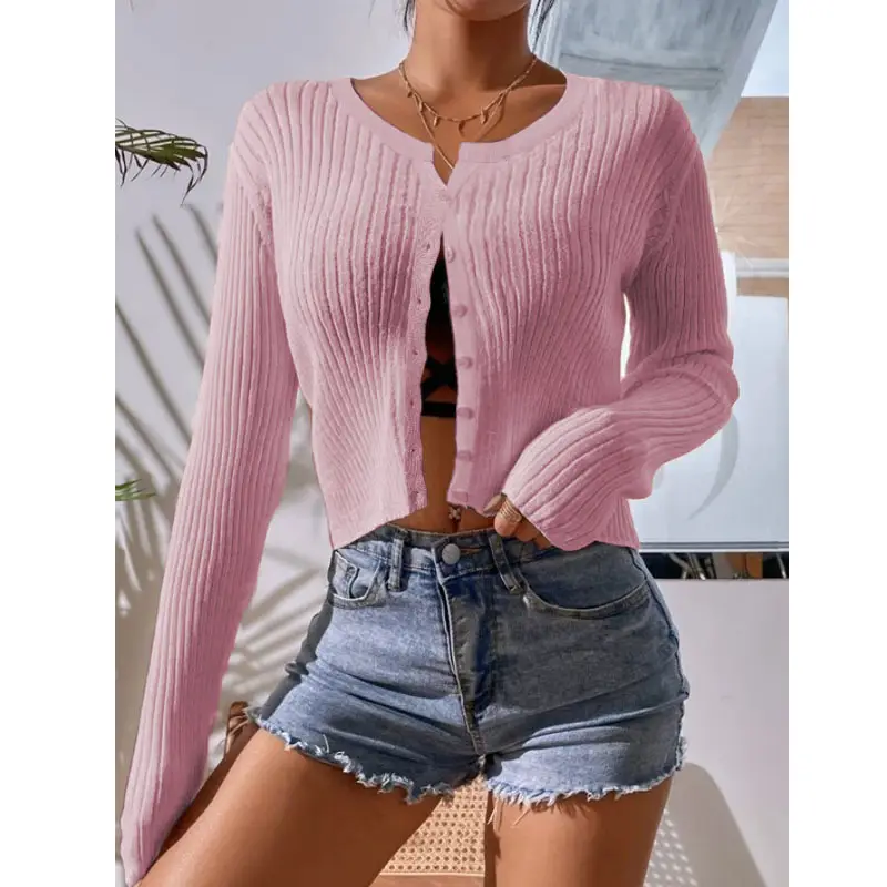 White Knitted Cardigan Sweater Top for Women - Image 3