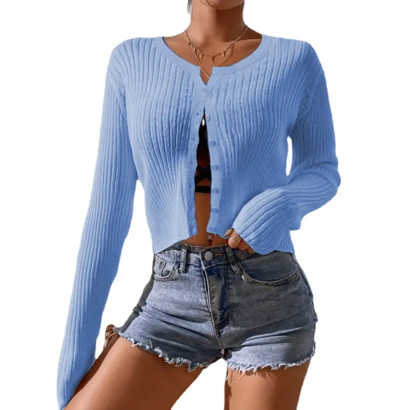 White Knitted Cardigan Sweater Top for Women - Image 9